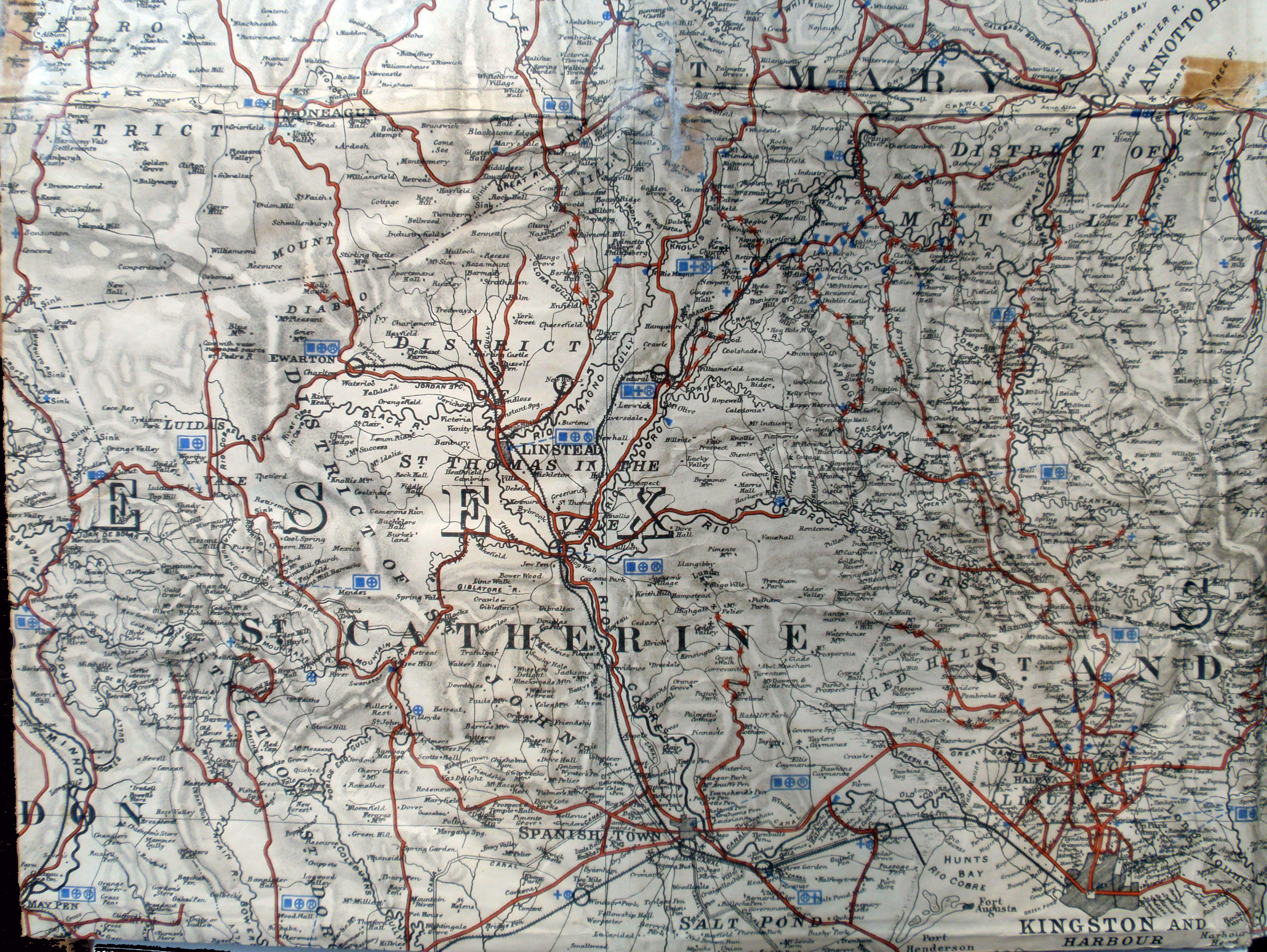 St Catherine and St Mary Map Jamaica 1917
